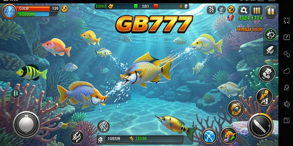 Tampilan gameplay Tembak Ikan yang memukau dan penuh warna.