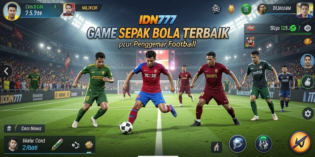 Screenshot IDN777 menunjukkan aksi mendebarkan di lapangan sepak bola.
