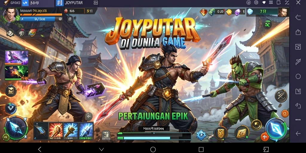Screenshot gameplay JOYPUTAR menampilkan aksi pertarungan yang mendebarkan.
