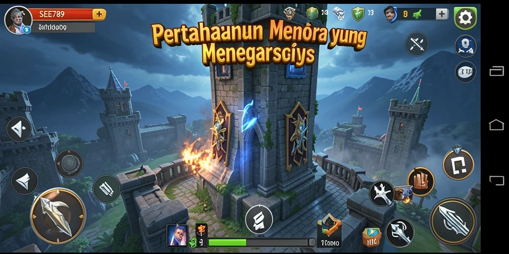 Tangkapan layar gameplay <strong>SEE789</strong> menunjukkan menara yang siap menghadapi gelombang musuh.