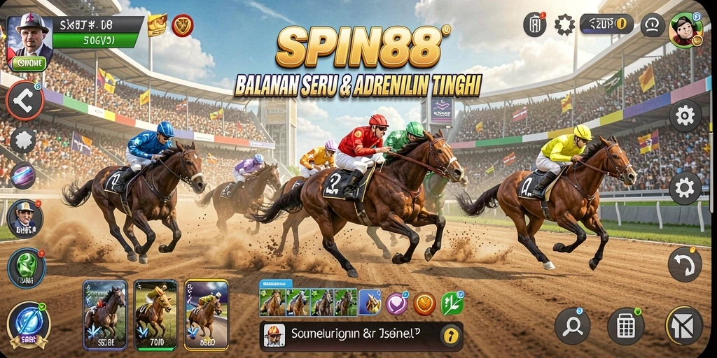 Tampilan gameplay SPIN88 yang mendebarkan saat balapan di lintasan sulit.