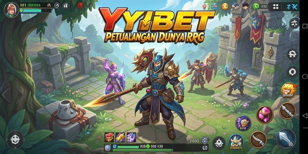 Screenshot utama YYBET menunjukkan aksi seru dan grafik menawan dalam gaya RPG.